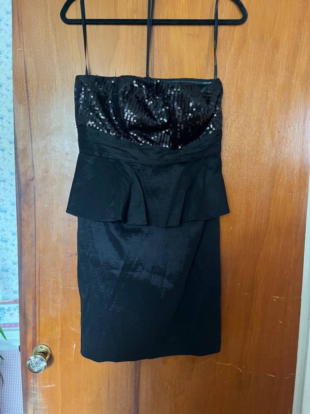 Calvin Klein Black Sequin Strapless Sheath Dress
